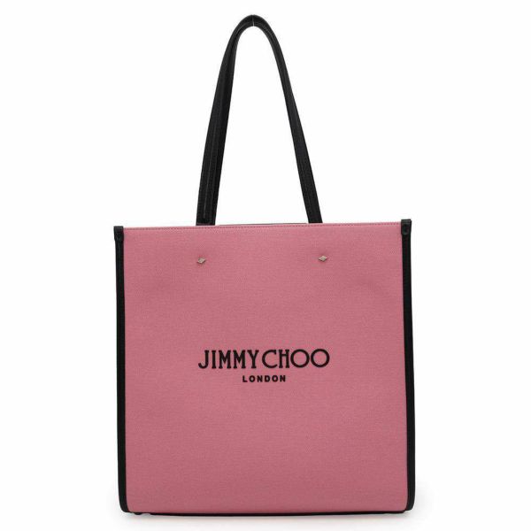 ジミーチュウ トートバッグ N/S TOTE M ノースサウス トート M キャンバス カーフレザー JIMMY CHOO ショルダー 黒