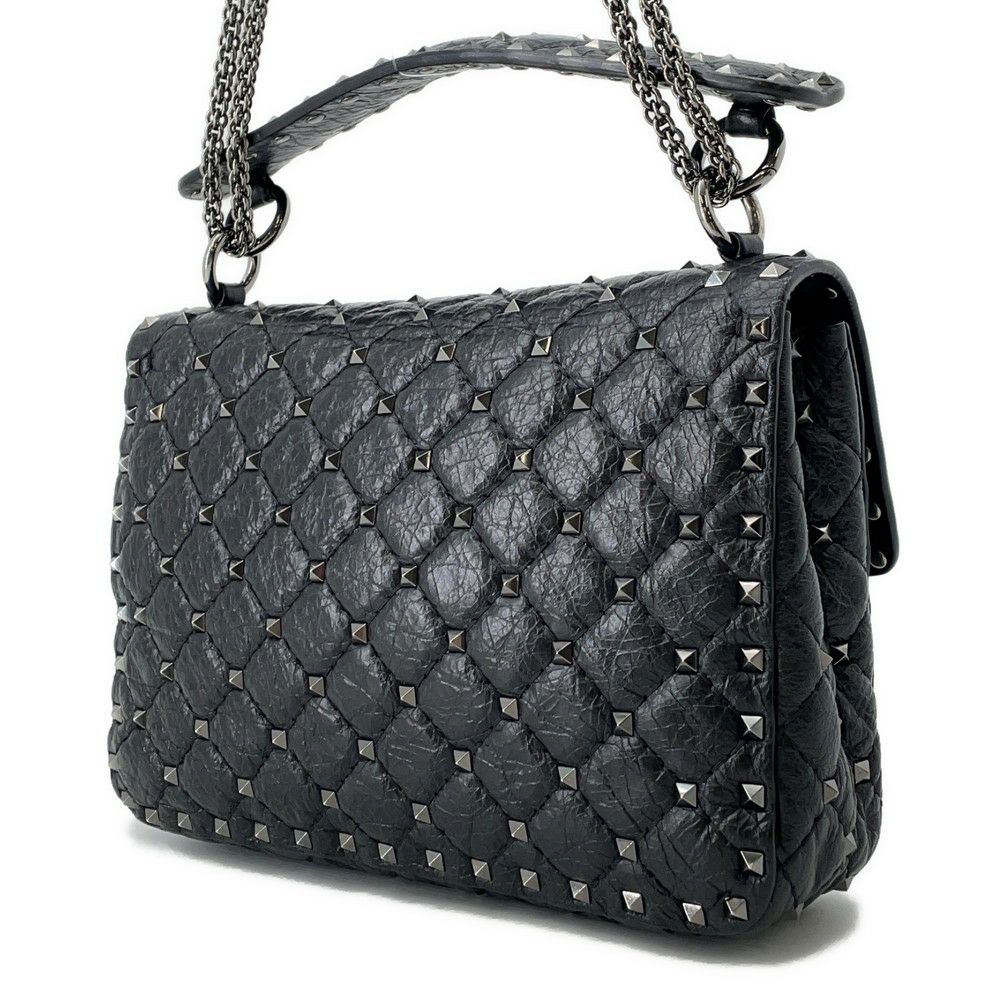 ヴァレンティノ・ガラヴァーニ ハンドバッグ ロックスタッズ スパイク VALENTINO 2wayチェーンショルダーバッグ 黒