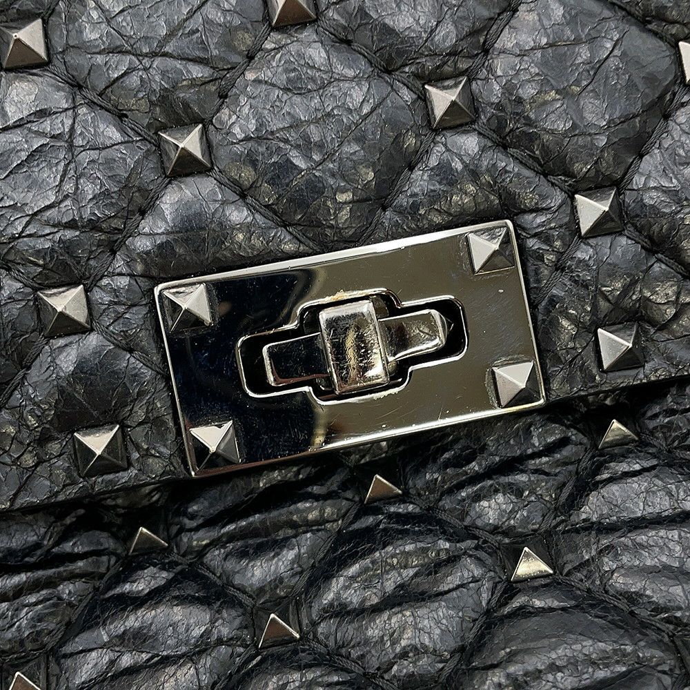 ヴァレンティノ・ガラヴァーニ ハンドバッグ ロックスタッズ スパイク VALENTINO 2wayチェーンショルダーバッグ 黒