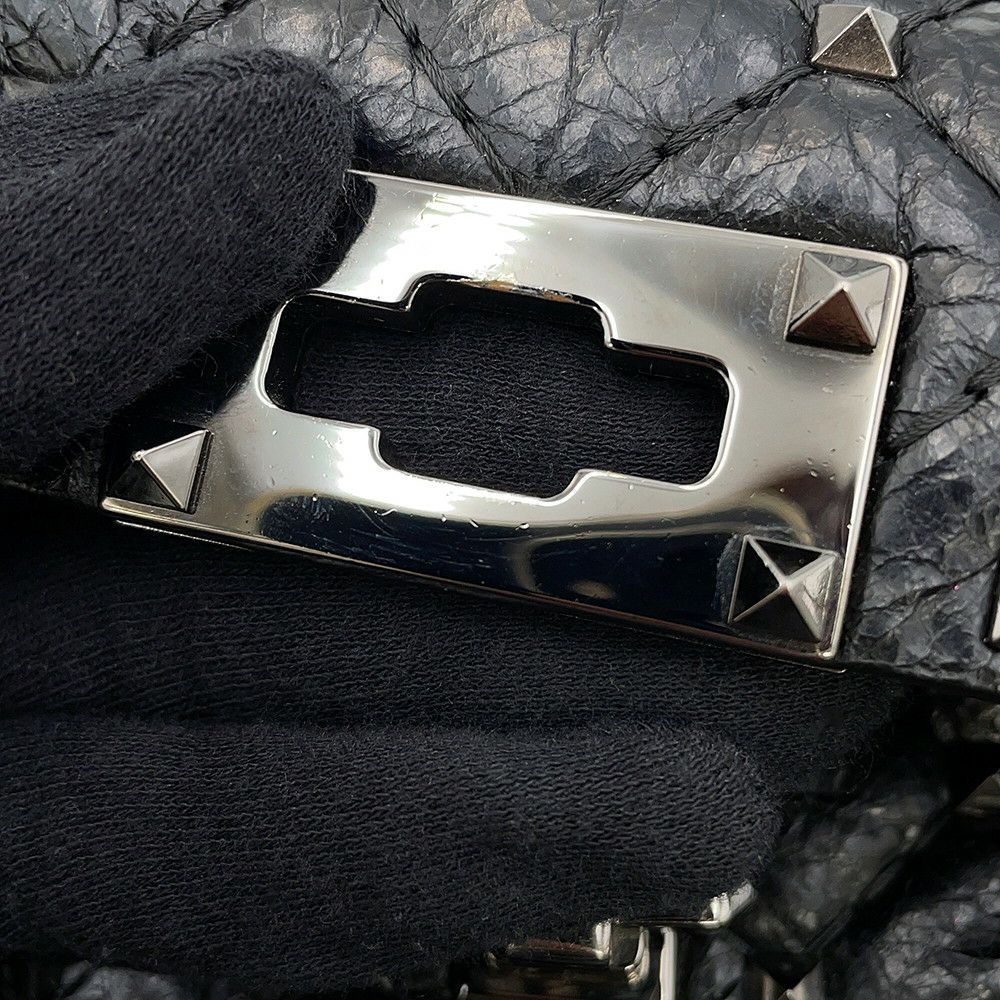 ヴァレンティノ・ガラヴァーニ ハンドバッグ ロックスタッズ スパイク VALENTINO 2wayチェーンショルダーバッグ 黒