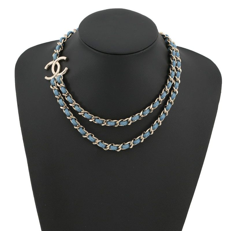シャネル ネックレス ココマーク デニム 二連チェーン B25P ABF163 CHANEL アクセサリー