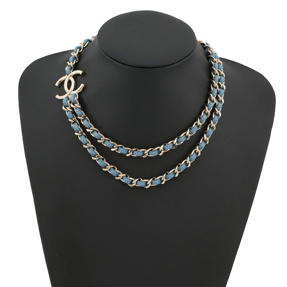 シャネル ネックレス ココマーク デニム 二連チェーン B25P ABF163 CHANEL アクセサリー