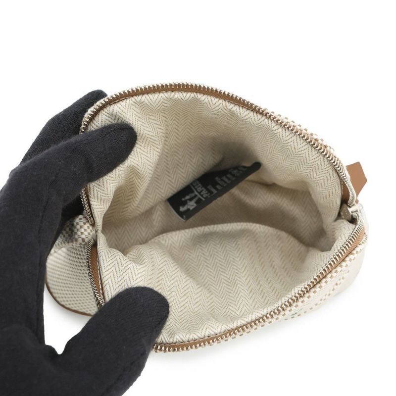 エルメス ポーチ ボリードポーチ ミニミニ カザック グレージュ/シルバー金具 コットン HERMES