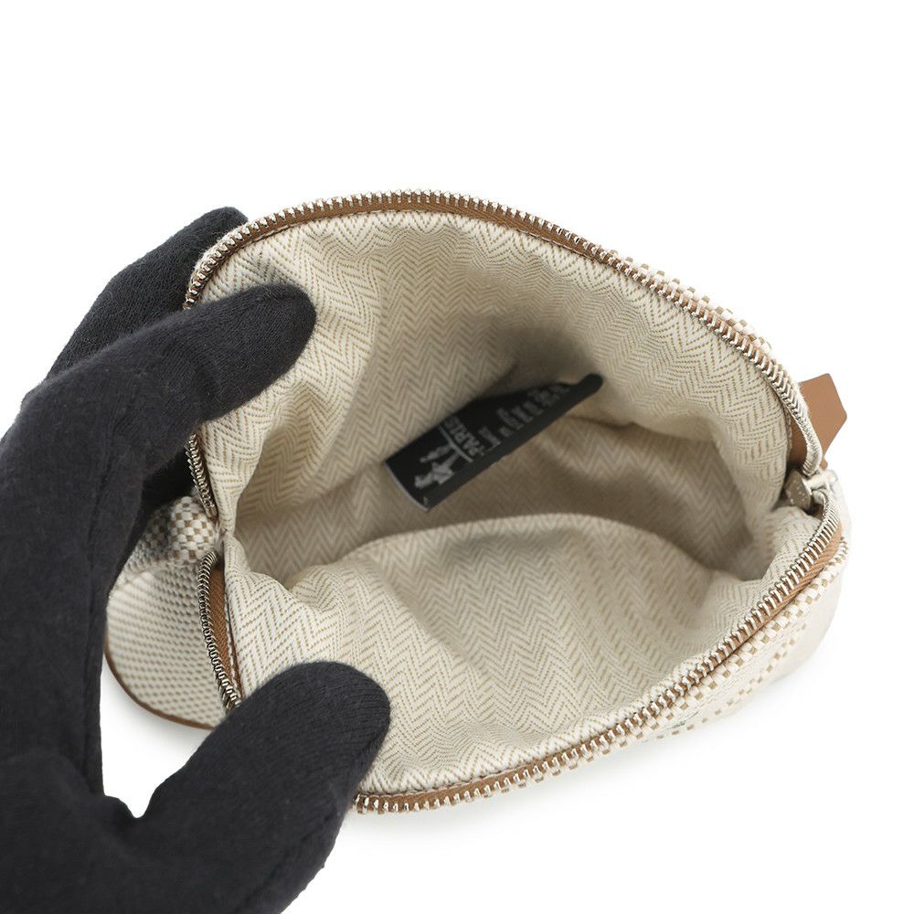 エルメス ポーチ ボリードポーチ ミニミニ カザック グレージュ/シルバー金具 コットン HERMES