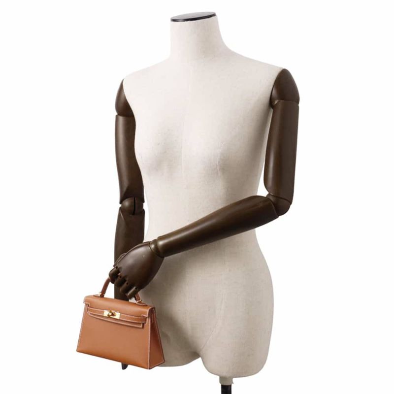 エルメス ハンドバッグ ミニケリードゥ 外縫い ゴールド/ゴールド金具 エプソン B刻印 2wayショルダー