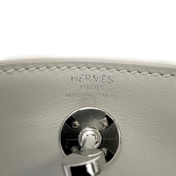 エルメス リンディ ミニ パールグレー/シルバー金具 スイフト W刻印 HERMES 2wayショルダー