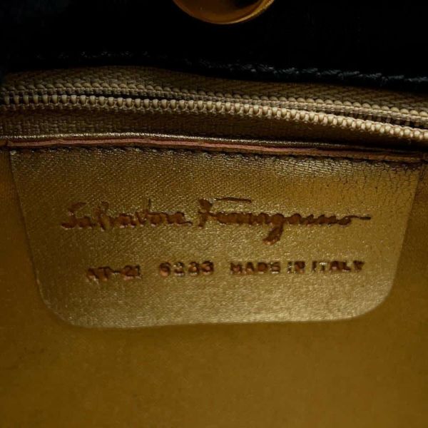 サルバトーレ・フェラガモ ハンドバッグ ガンチーニ レザー ラタン Ferragamo バッグ 黒