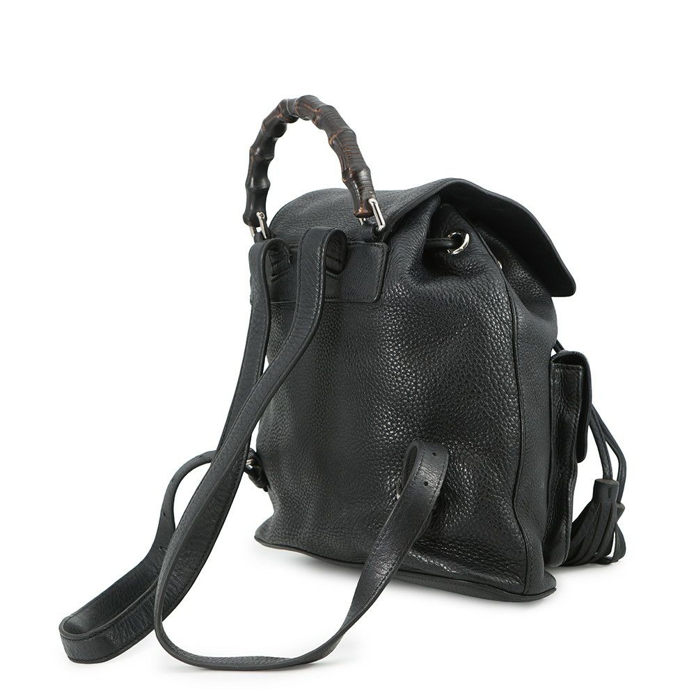 グッチ バックパック バンブー フリンジ レザー 370833 GUCCI リュックサック 黒