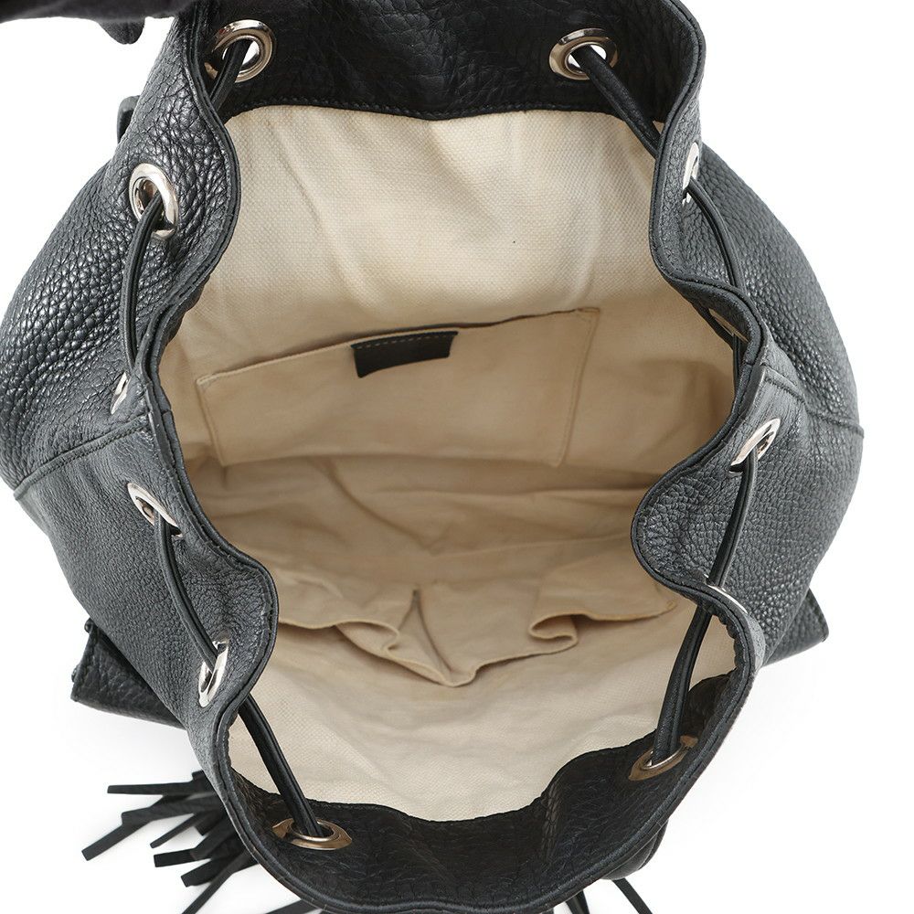 グッチ バックパック バンブー フリンジ レザー 370833 GUCCI リュックサック 黒