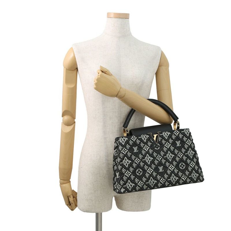 ルイヴィトン ハンドバッグ カーフレザー SINCE1854 カプシーヌMM M57358 LOUIS VUITTON 2way 黒 ブラック