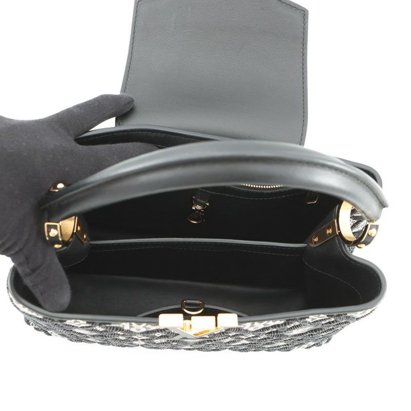 ルイヴィトン ハンドバッグ カーフレザー SINCE1854 カプシーヌMM M57358 LOUIS VUITTON 2way 黒 ブラック