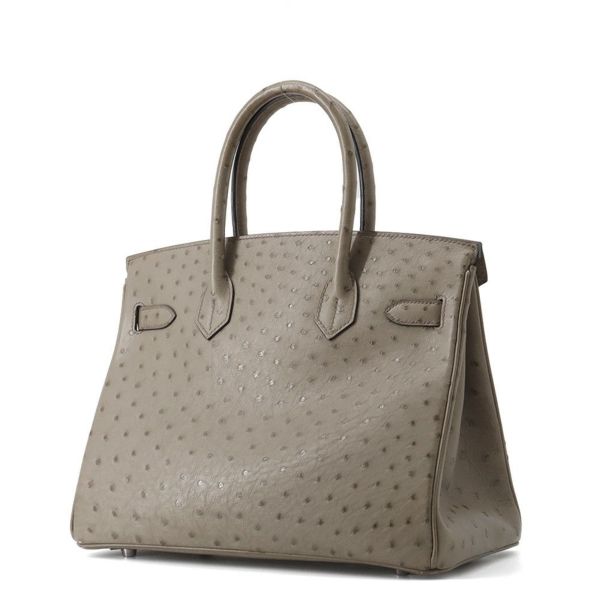 エルメス バーキン30 ムース/シルバー金具 オーストリッチ T刻印 HERMES Birkin ハンドバッグ
