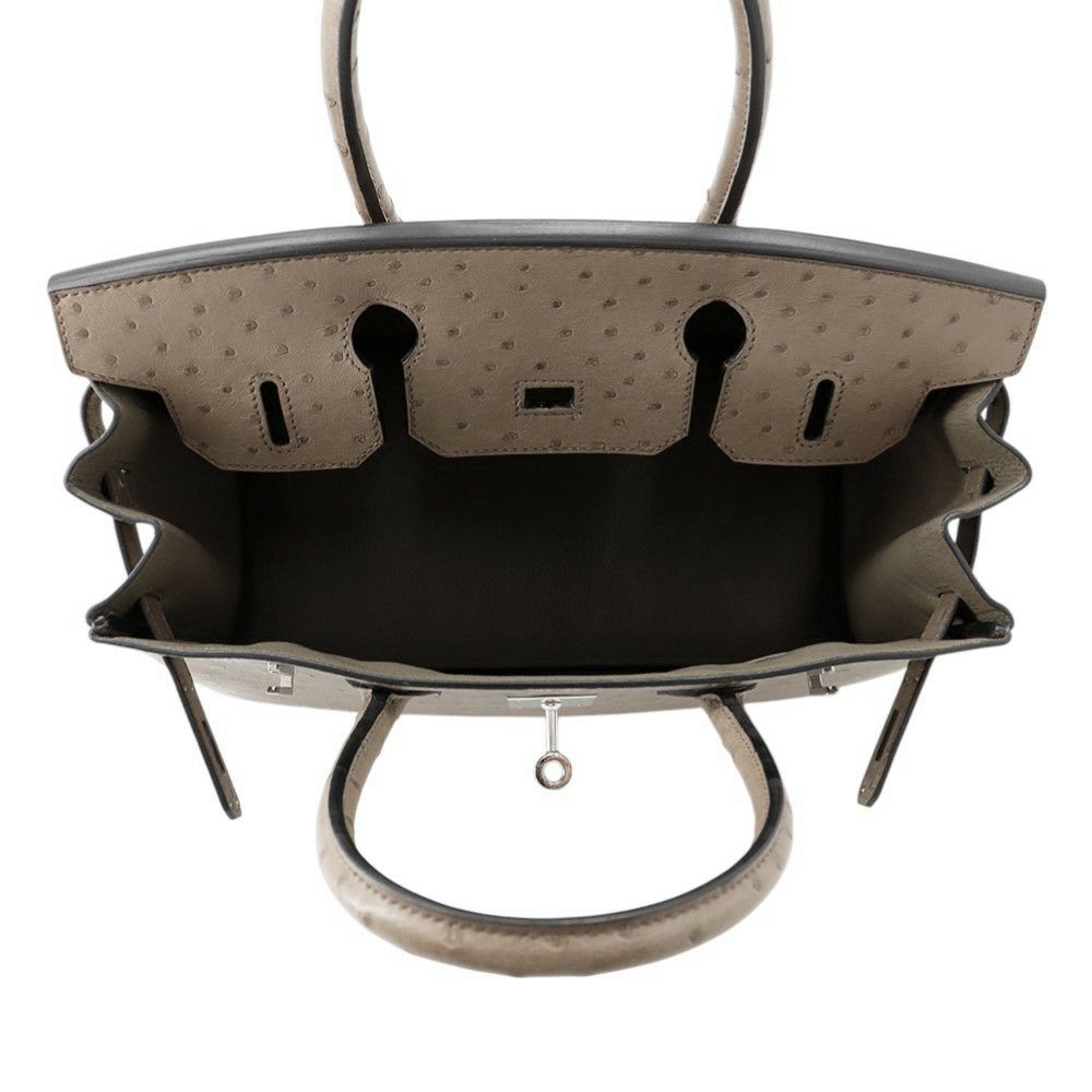 エルメス バーキン30 ムース/シルバー金具 オーストリッチ T刻印 HERMES Birkin ハンドバッグ