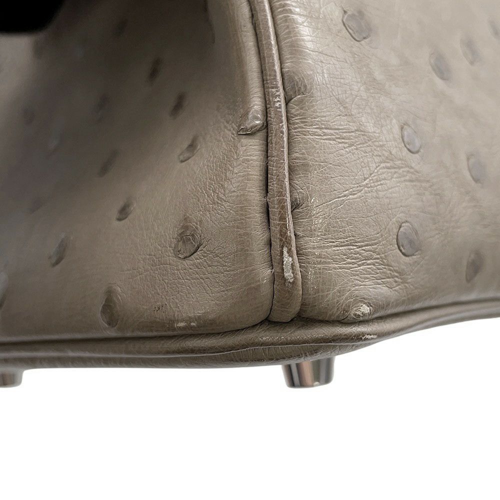 エルメス バーキン30 ムース/シルバー金具 オーストリッチ T刻印 HERMES Birkin ハンドバッグ