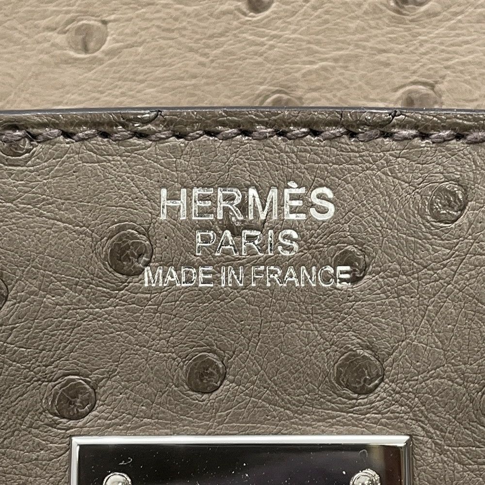 エルメス バーキン30 ムース/シルバー金具 オーストリッチ T刻印 HERMES Birkin ハンドバッグ