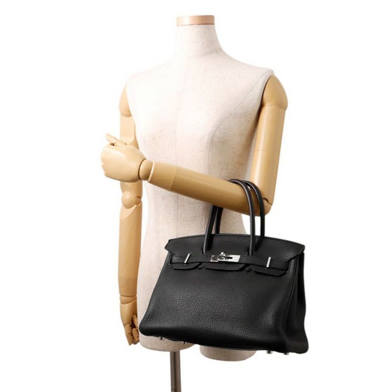 エルメス バーキン30 ブラック/シルバー金具 トリヨンクレマンス □N刻印 HERMES Birkin ハンドバッグ 黒