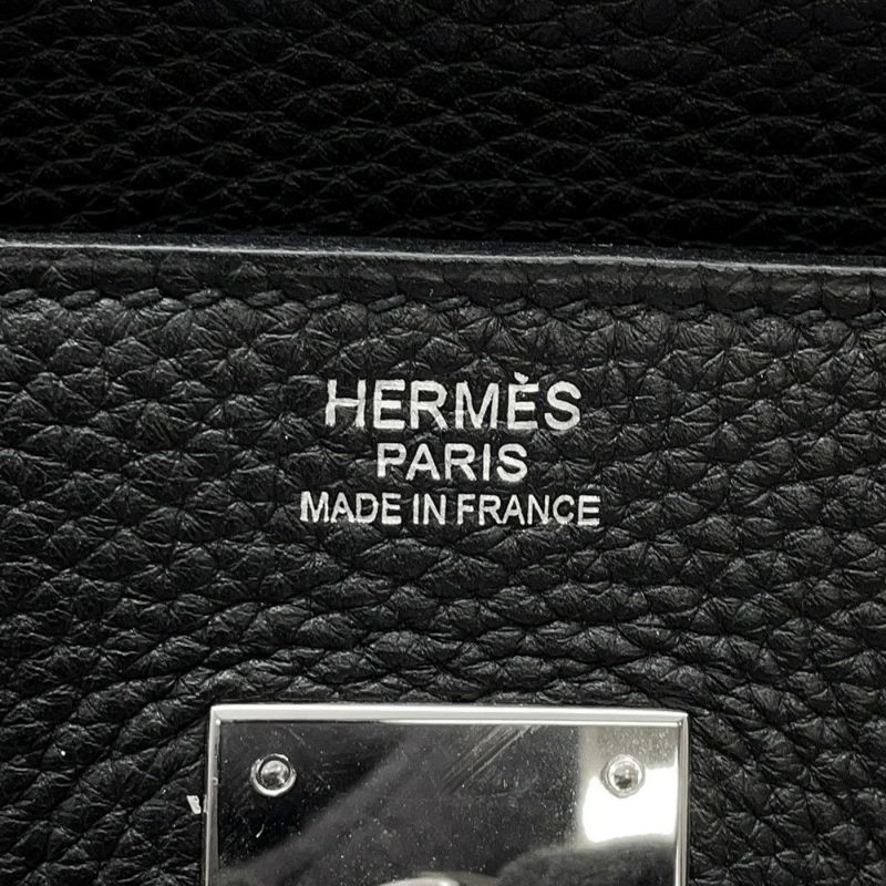 エルメス バーキン30 ブラック/シルバー金具 トリヨンクレマンス □N刻印 HERMES Birkin ハンドバッグ 黒