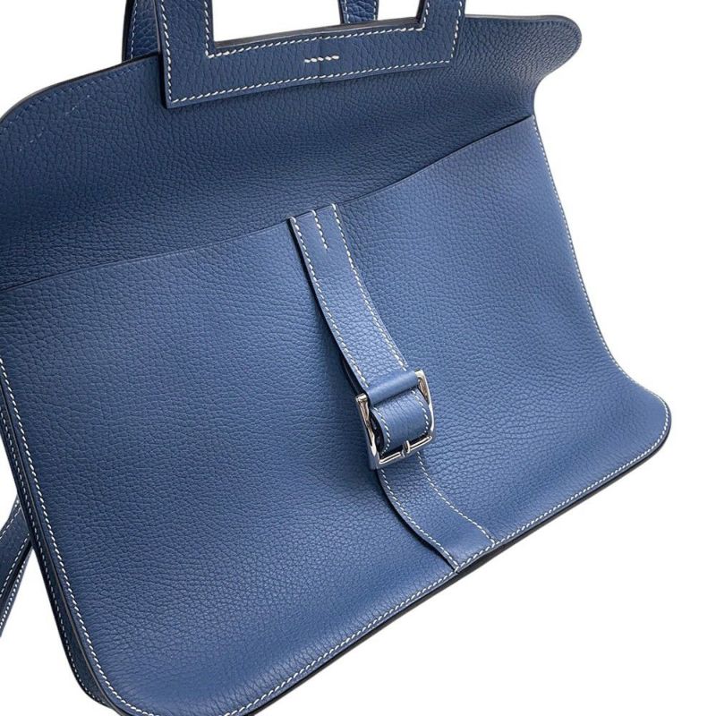 エルメス ハンドバッグ アルザン31 ブルーアガット/シルバー金具 トリヨンクレマンス X刻印 ２wayショルダー