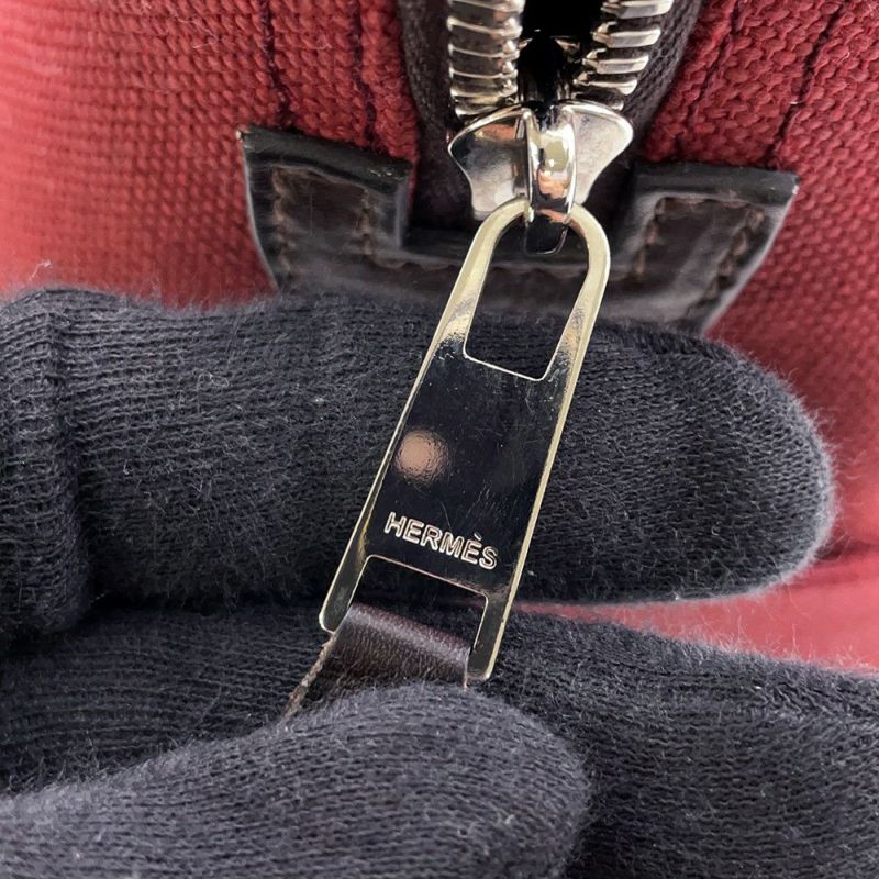 エルメス リュック サックドパンサージュ グルーム ルージュアッシュ/ショコラ/シルバー金具 トワルシェブロン/キャンバス バックパック