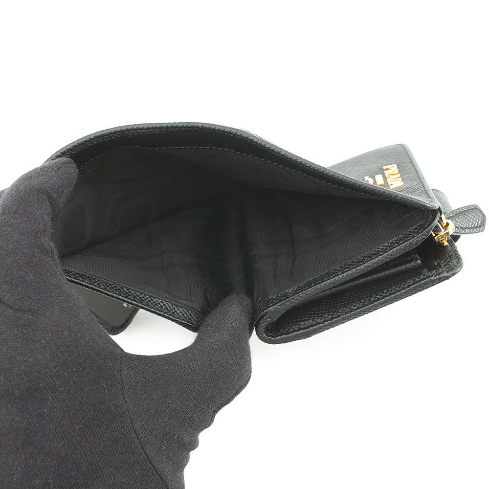 プラダ 二つ折り財布 ロゴ レザー 1ML018 PRADA 黒