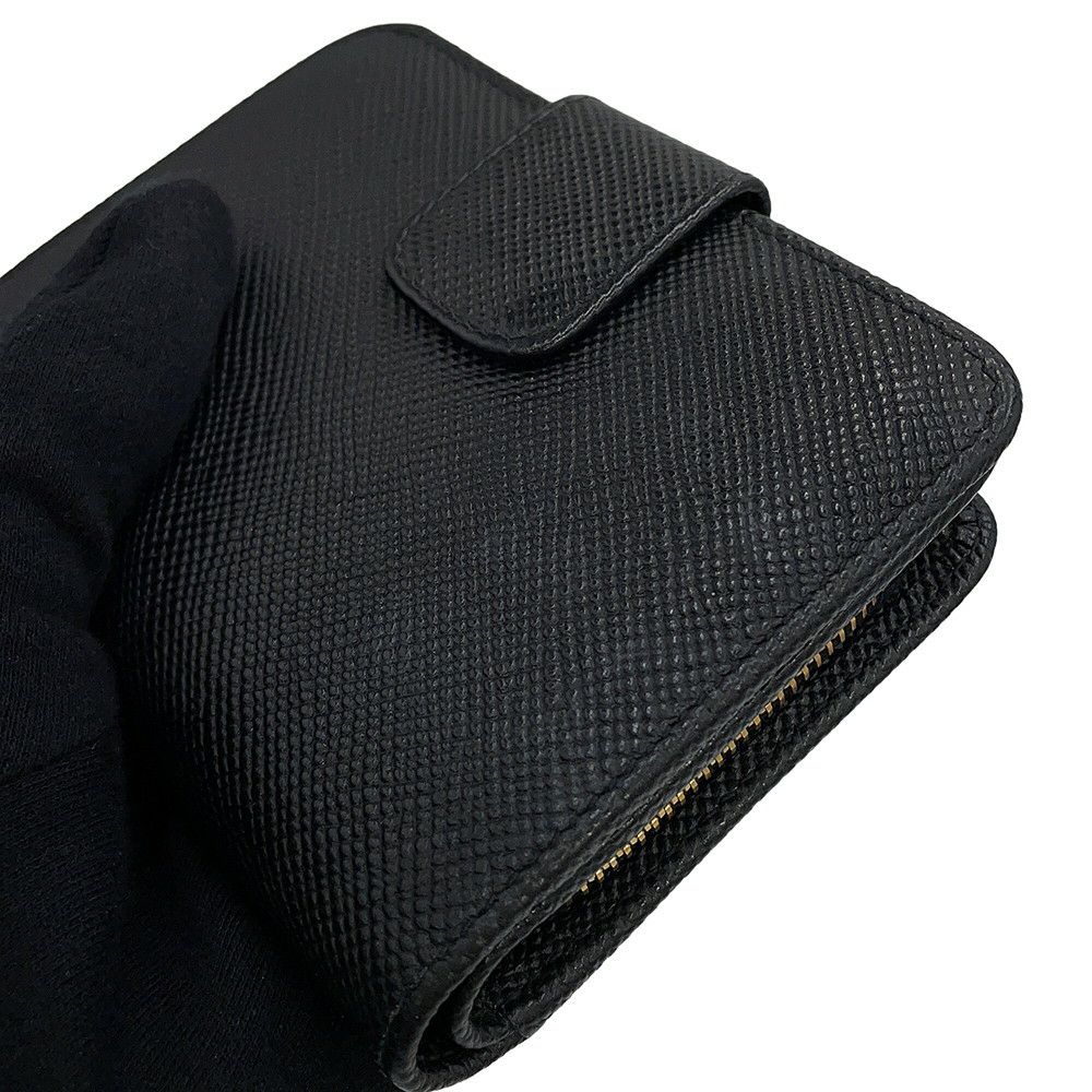 プラダ 二つ折り財布 ロゴ レザー 1ML018 PRADA 黒