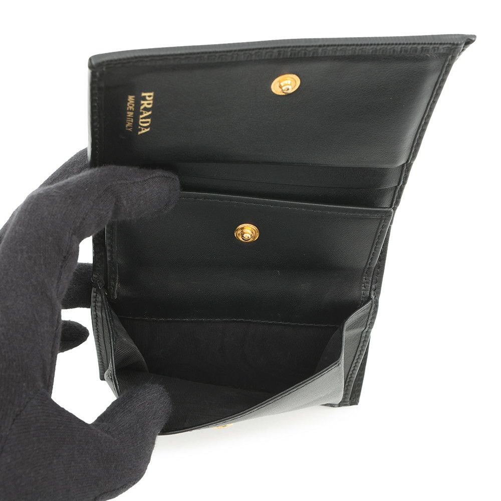 プラダ 二つ折り財布 ロゴ コンパクトウォレット 1MV204 PRADA 黒
