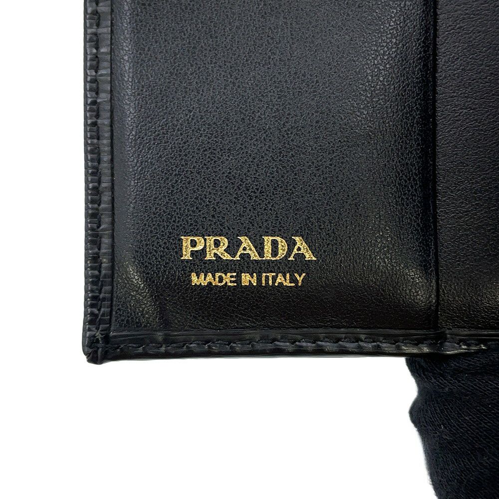 プラダ 二つ折り財布 ロゴ コンパクトウォレット 1MV204 PRADA 黒