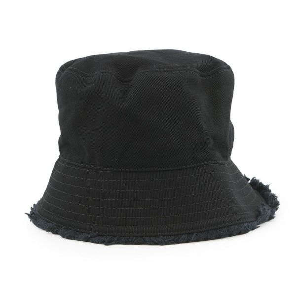 プラダ バケットハット フリンジ トライアングル ロゴ コットン サイズM 1HC137 黒