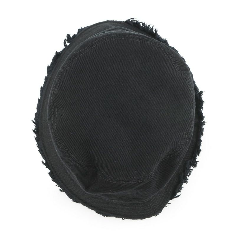 プラダ バケットハット フリンジ トライアングル ロゴ コットン サイズM 1HC137 黒