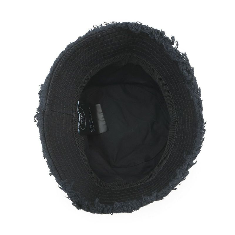 プラダ バケットハット フリンジ トライアングル ロゴ コットン サイズM 1HC137 黒