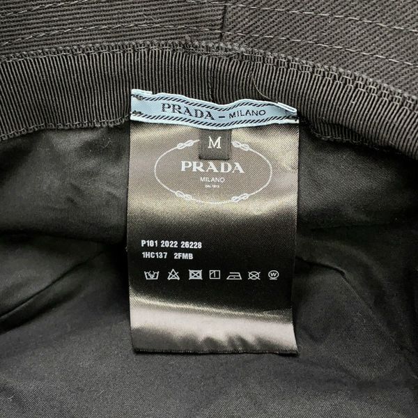 プラダ バケットハット フリンジ トライアングル ロゴ コットン サイズM 1HC137 黒