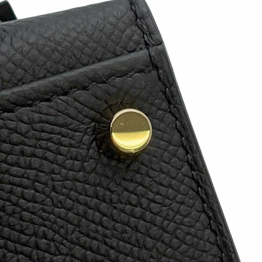 エルメス ショルダー バッグ ケリー20 無秩序 外縫い ブラック/ゴールド金具 エプソン B刻印 黒