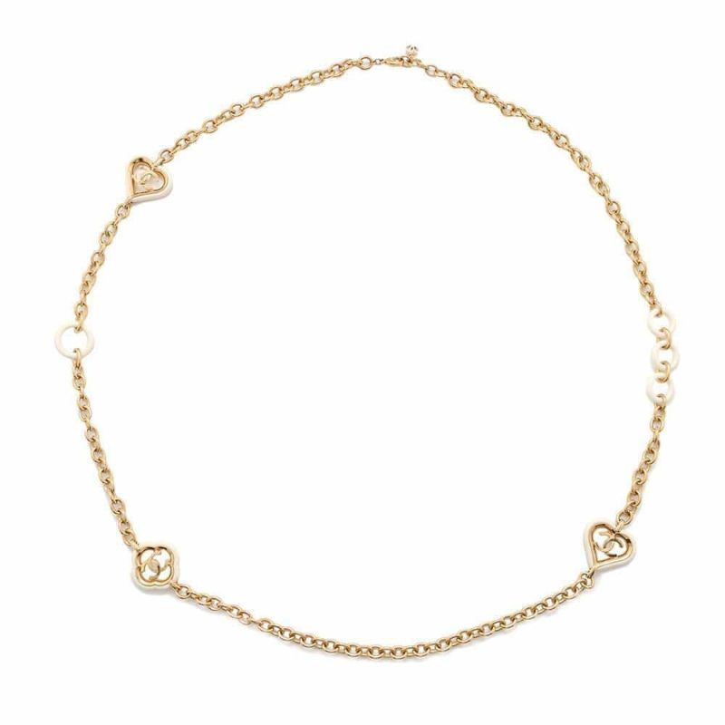 シャネル ロングネックレス ココマーク ハートモチーフ チェーン A19 P CHANEL アクセサリー 白