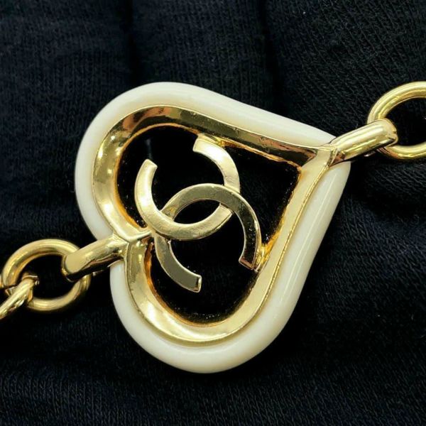 シャネル ロングネックレス ココマーク ハートモチーフ チェーン A19 P CHANEL アクセサリー 白