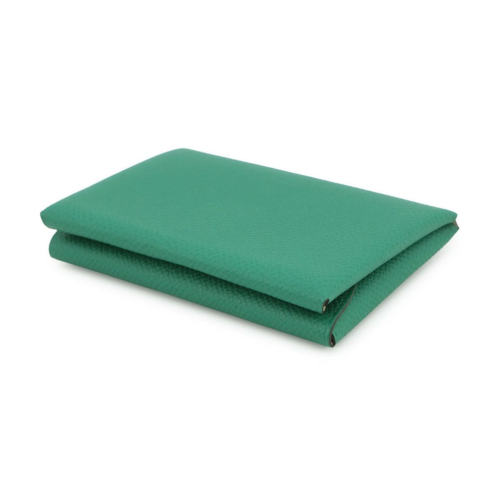エルメス コインケース カルヴィ デュオ ヴェルソ ヴェールヴェルティゴ/ジョーヌミルトン/シルバー金具 エプソン W刻印 財布