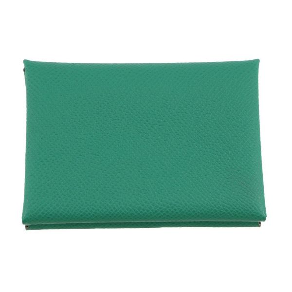 エルメス コインケース カルヴィ デュオ ヴェルソ ヴェールヴェルティゴ/ジョーヌミルトン/シルバー金具 エプソン W刻印 財布