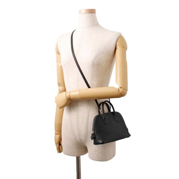 エルメス ボリード1923 ミニ ブラック/シルバー金具 シェブルミゾル K刻印 HERMES ２wayショルダー 黒