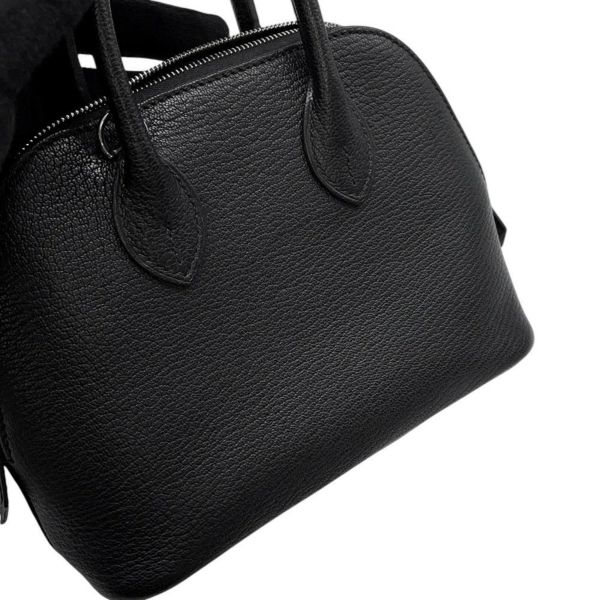 エルメス ボリード1923 ミニ ブラック/シルバー金具 シェブルミゾル K刻印 HERMES ２wayショルダー 黒