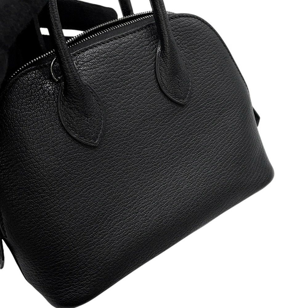 エルメス ボリード1923 ミニ ブラック/シルバー金具 シェブルミゾル K刻印 HERMES ２wayショルダー 黒
