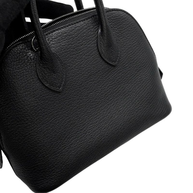 エルメス ボリード1923 ミニ ブラック/シルバー金具 シェブルミゾル K刻印 HERMES ２wayショルダー 黒