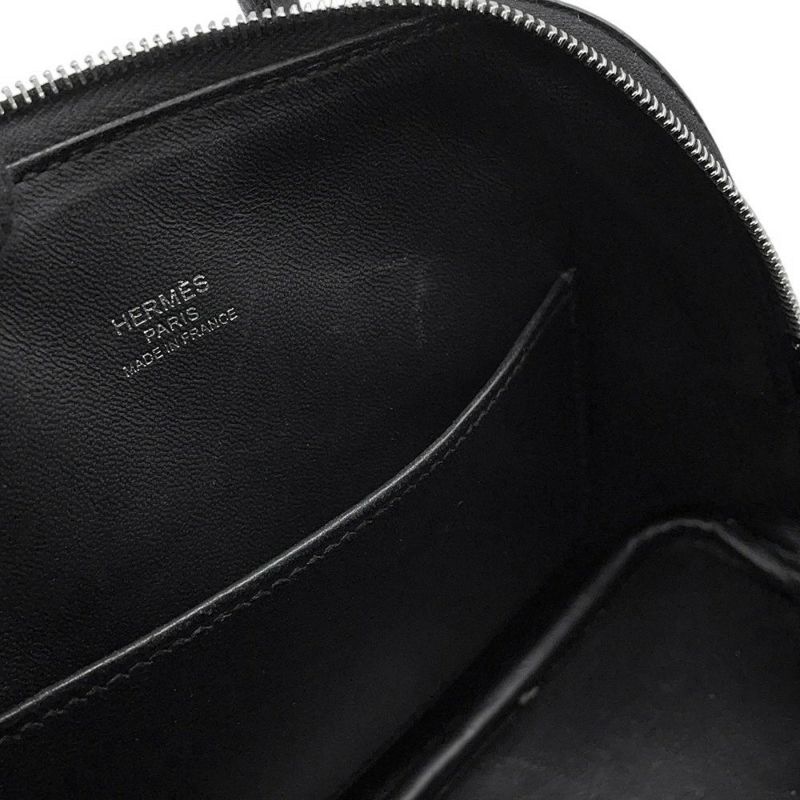 エルメス ボリード1923 ミニ ブラック/シルバー金具 シェブルミゾル K刻印 HERMES ２wayショルダー 黒