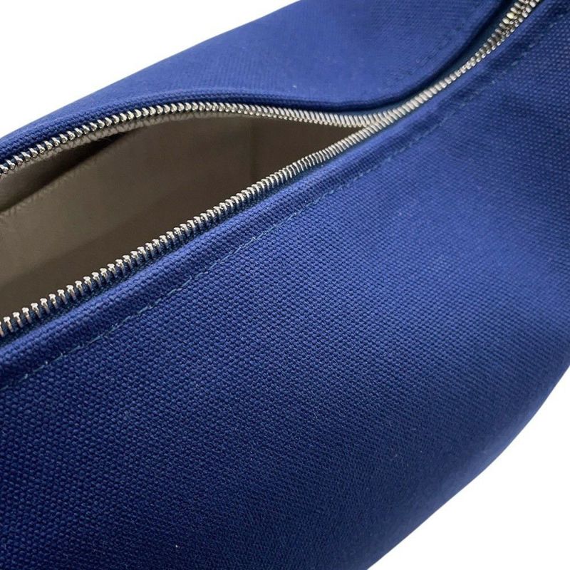 エルメス ポーチ ブリッド・ア・ブラックPM マリン/シルバー金具 キャンバス HERMES 小物入れ