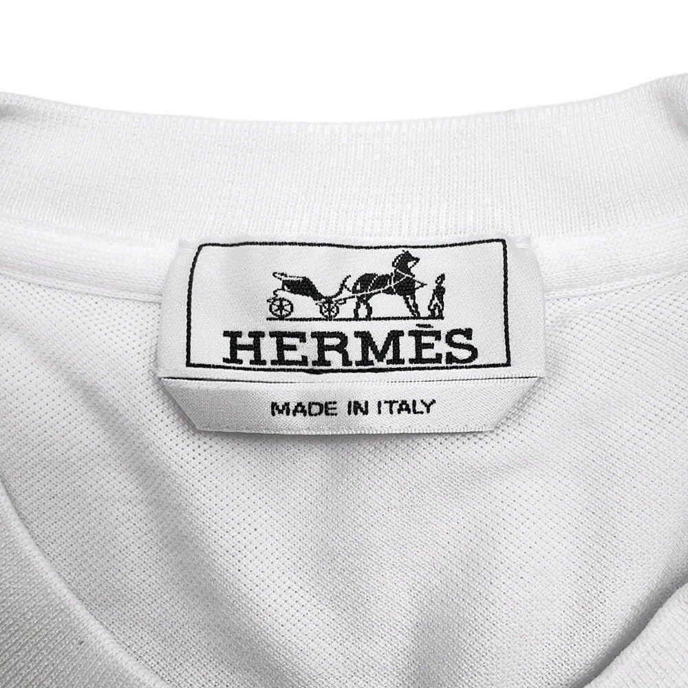 エルメス 半袖Tシャツ H刺繍 コットンピケ メンズサイズS HERMES トップス 白