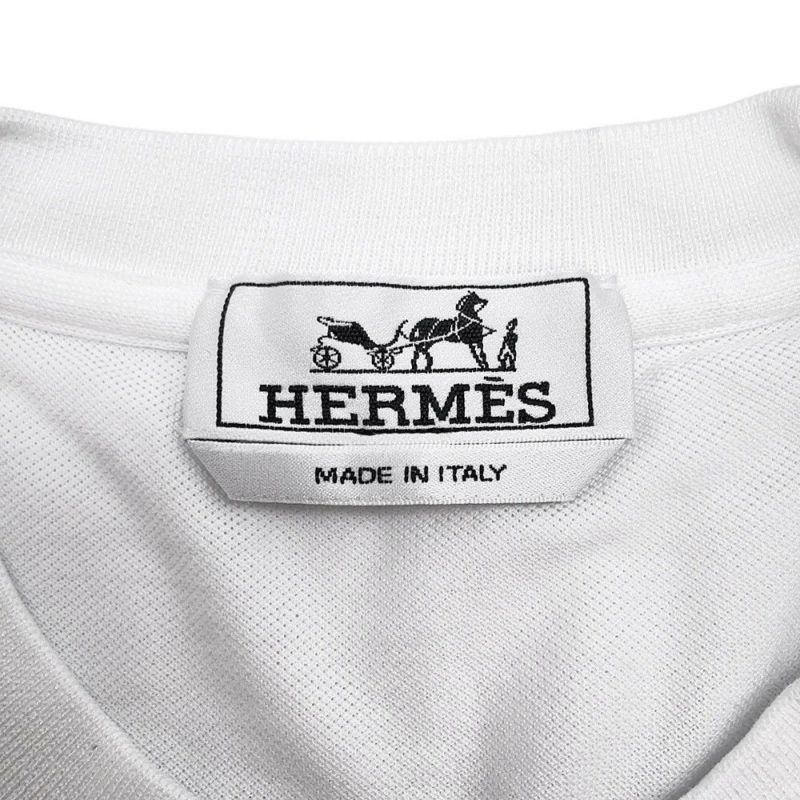 エルメス 半袖Tシャツ H刺繍 コットンピケ メンズサイズS HERMES トップス 白