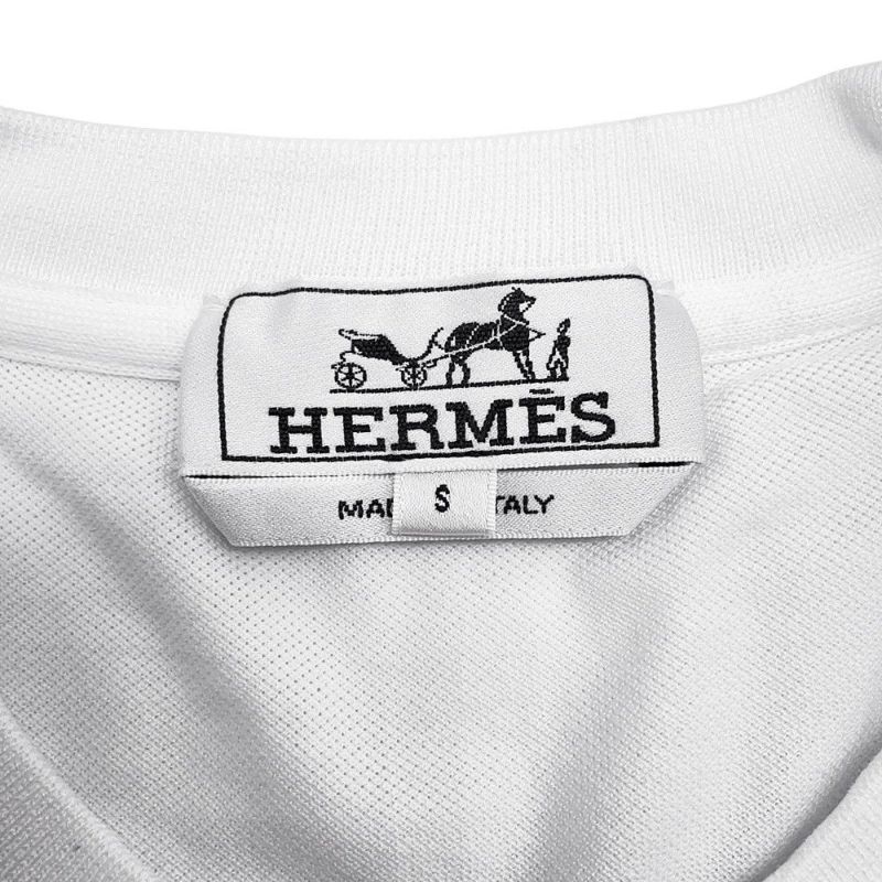 エルメス 半袖Tシャツ H刺繍 コットンピケ メンズサイズS HERMES トップス 白