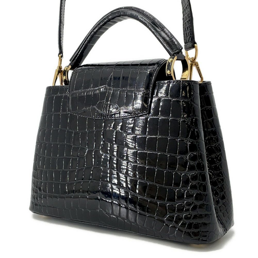 ルイヴィトン ハンドバッグ クロコダイル カプシーヌ BB N92232 2wayショルダー 黒 ブラック