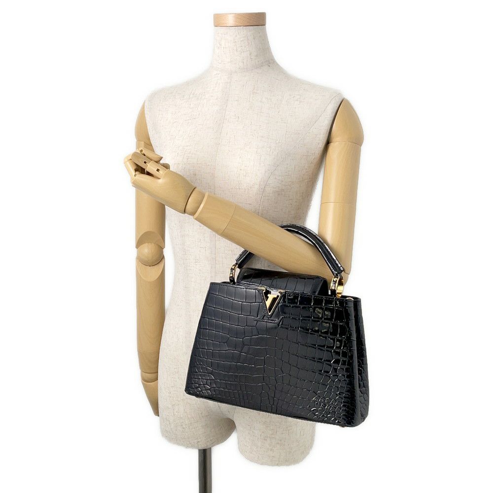 ルイヴィトン ハンドバッグ クロコダイル カプシーヌ BB N92232 2wayショルダー 黒 ブラック