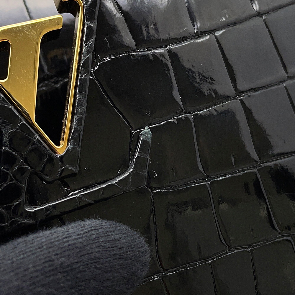 ルイヴィトン ハンドバッグ クロコダイル カプシーヌ BB N92232 2wayショルダー 黒 ブラック