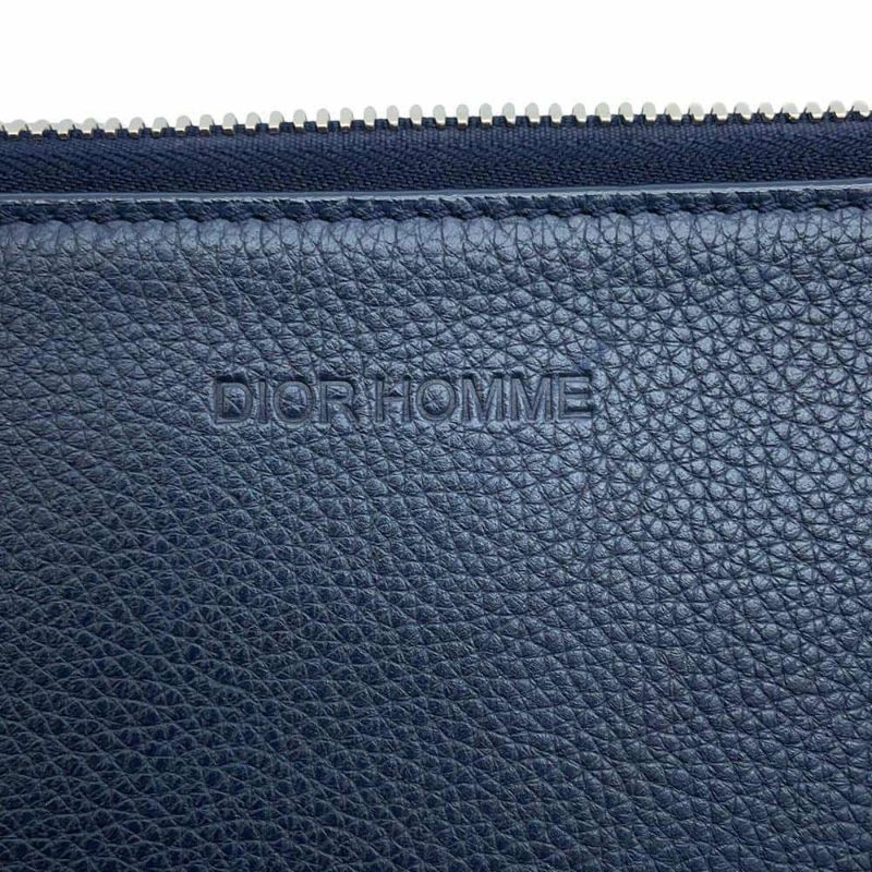 クリスチャン・ディオール クラッチバッグ ロゴ レザー Christian Dior バッグ L字ファスナー セカンドバッグ 黒