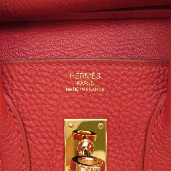 エルメス バーキン25 ヴァーミリオン/ゴールド金具 トゴ T刻印 HERMES Birkin ハンドバッグ